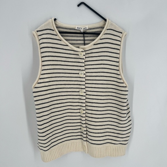 Alex Mill Sweaters - Alex Mill Bridget Striped Knit Vest In Ivory Black